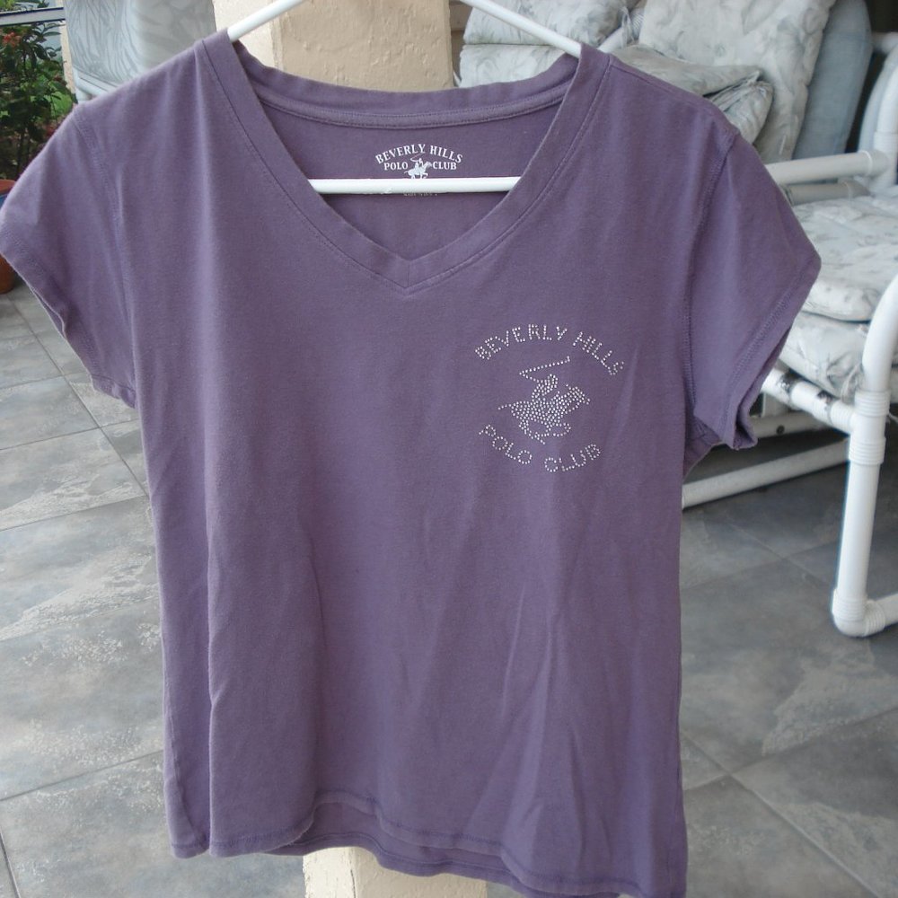 Beverly Hills Polo Club Short Sleeve Tee Shirt Purple Size Large
